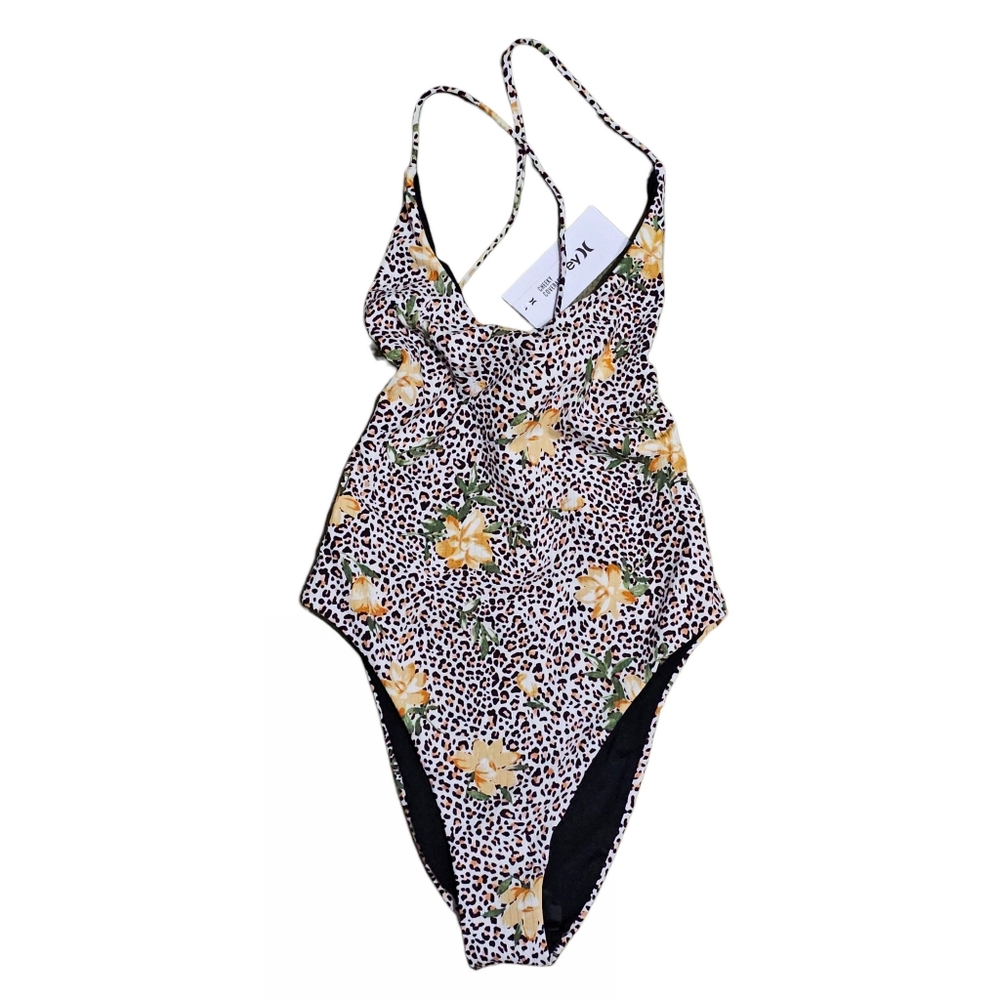 Hurley Womens Animal Print Back Tie One-Piece Swimsuit Medium - Picture 3 of 3